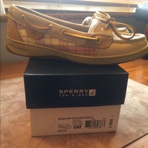 Sperry Women’s Size 6M Angelfish Oat/Plaid Sequins